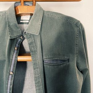 Textured green button shirt